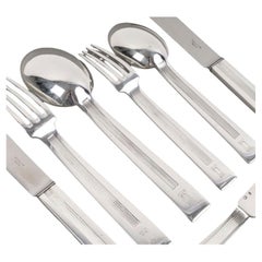 JEAN TÉTARD – 132-PIECE STERLING SILVER FLATWARE SET, vTROCADÉROb PATTERN, ART