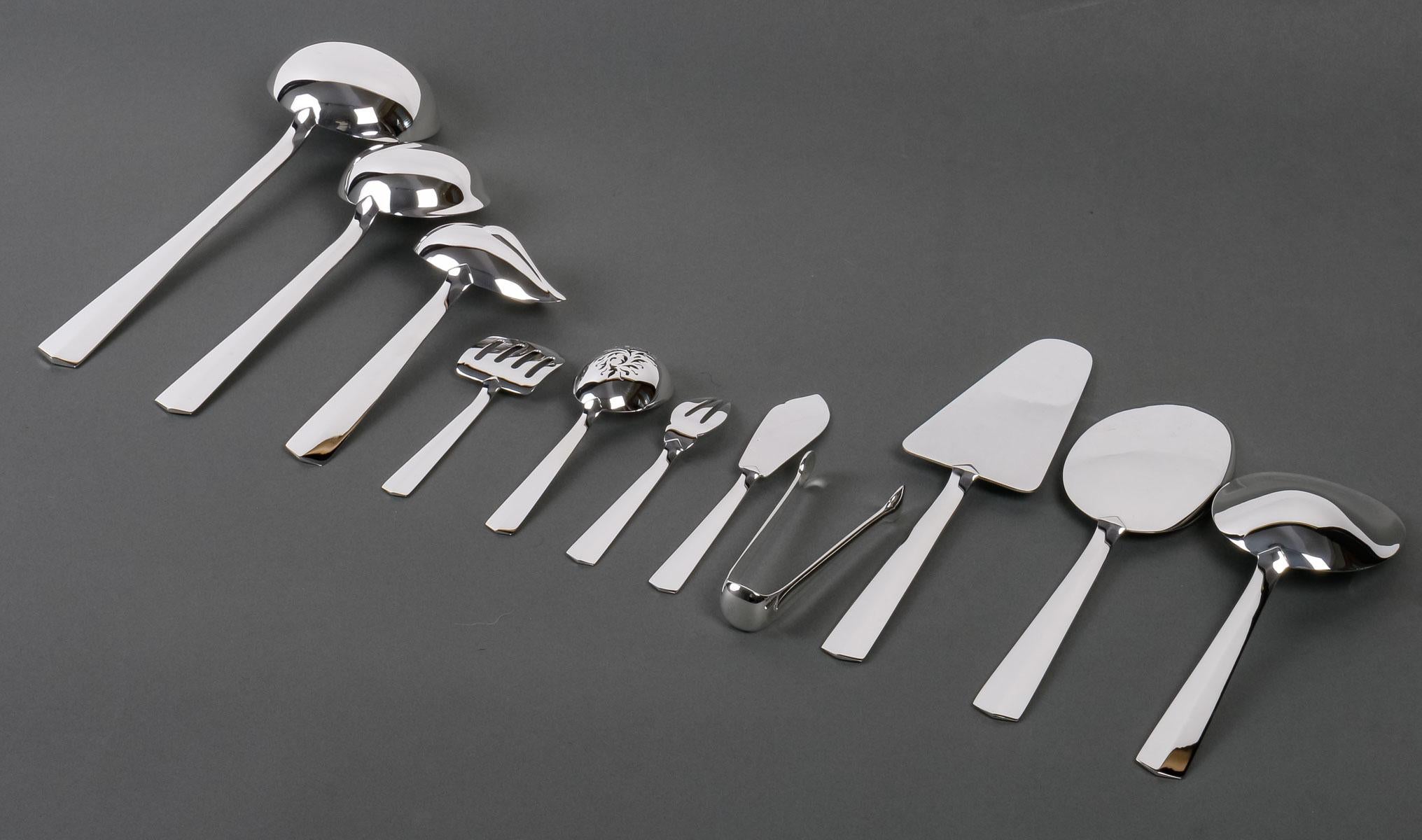 Jean Tetard - Art Deco Cutlery Flatware Set Nice Sterling Silver 152 Pieces For Sale 9