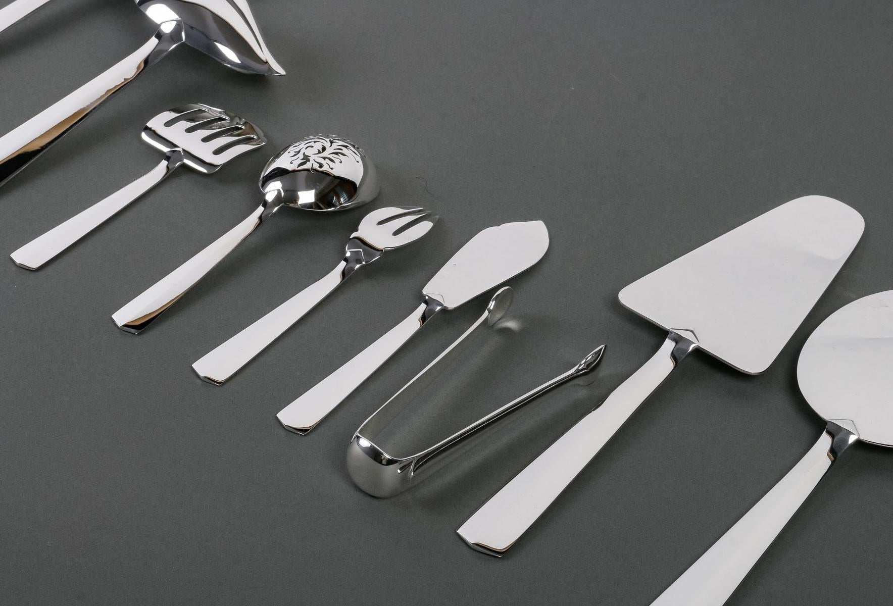 Jean Tetard - Art Deco Cutlery Flatware Set Nice Sterling Silver 152 Pieces For Sale 10