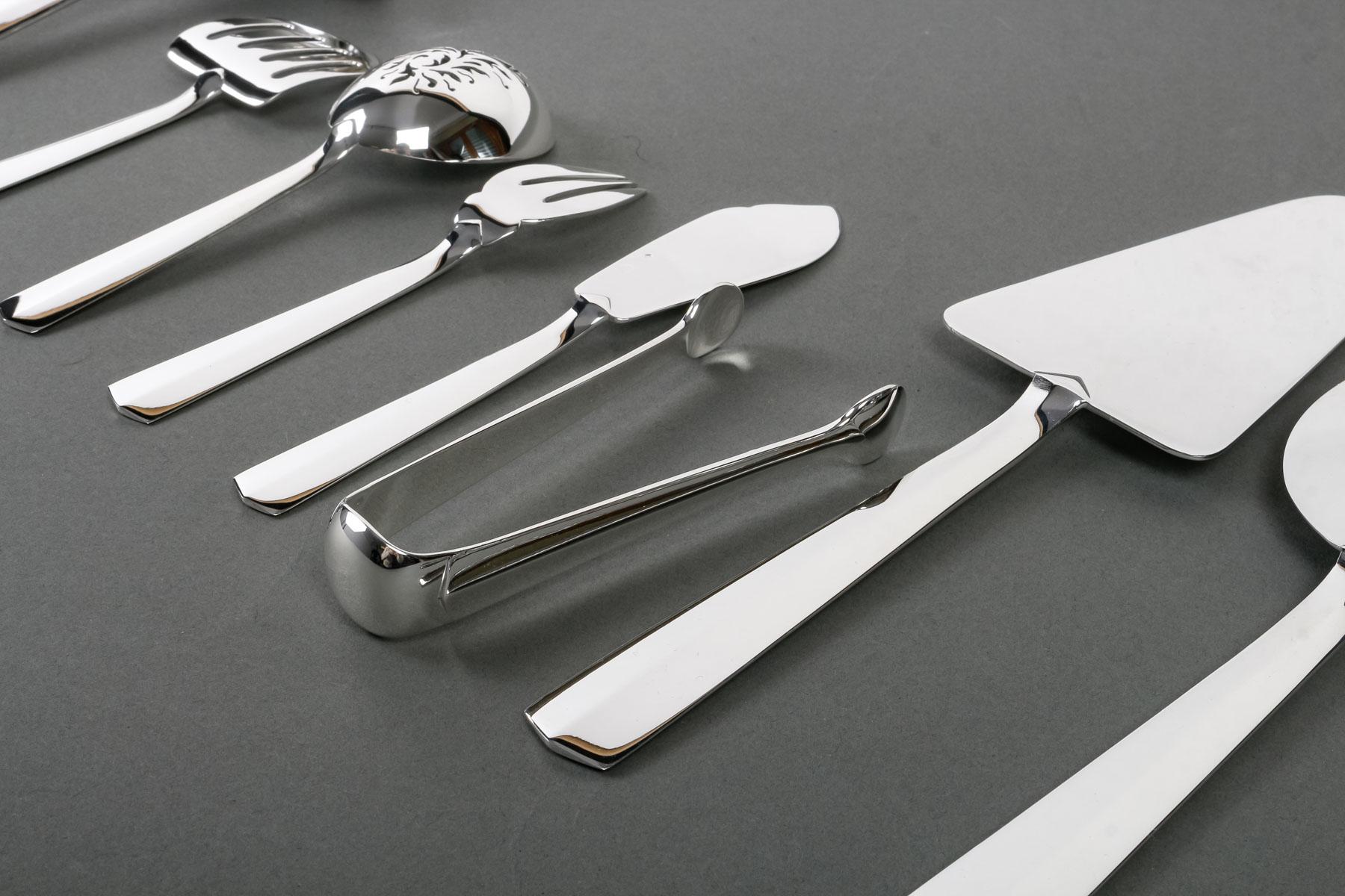 Jean Tetard - Art Deco Cutlery Flatware Set Nice Sterling Silver 152 Pieces For Sale 11