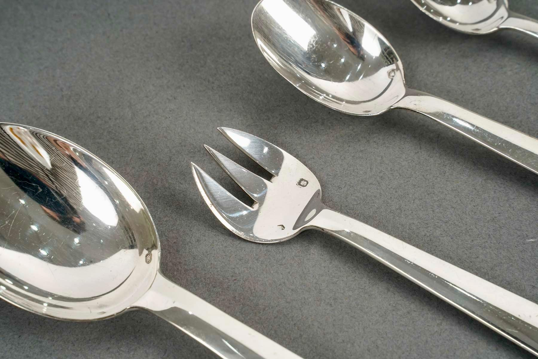 Jean Tetard Art Deco Modernist Cutlery Flatware Set Nice Sterling Silver 115Pces 5