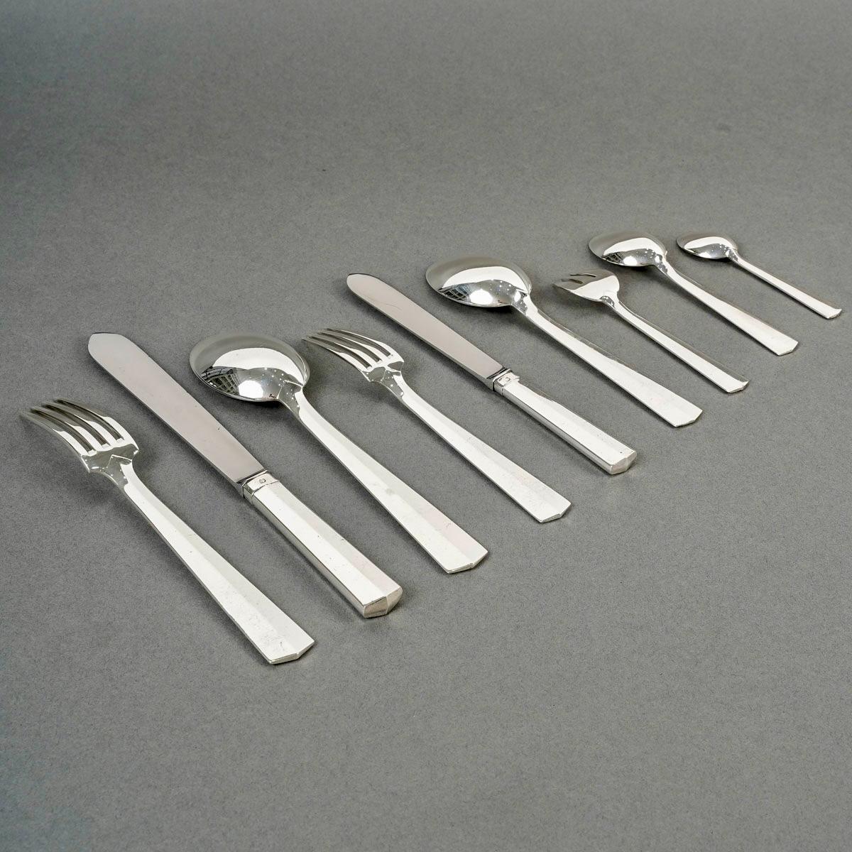 Jean Tetard Art Deco Modernist Cutlery Flatware Set Nice Sterling Silver 115Pces 8