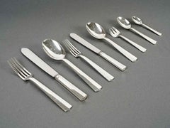 Jean Tetard Art Deco Modernista Set di posate in argento Sterling 115Pces