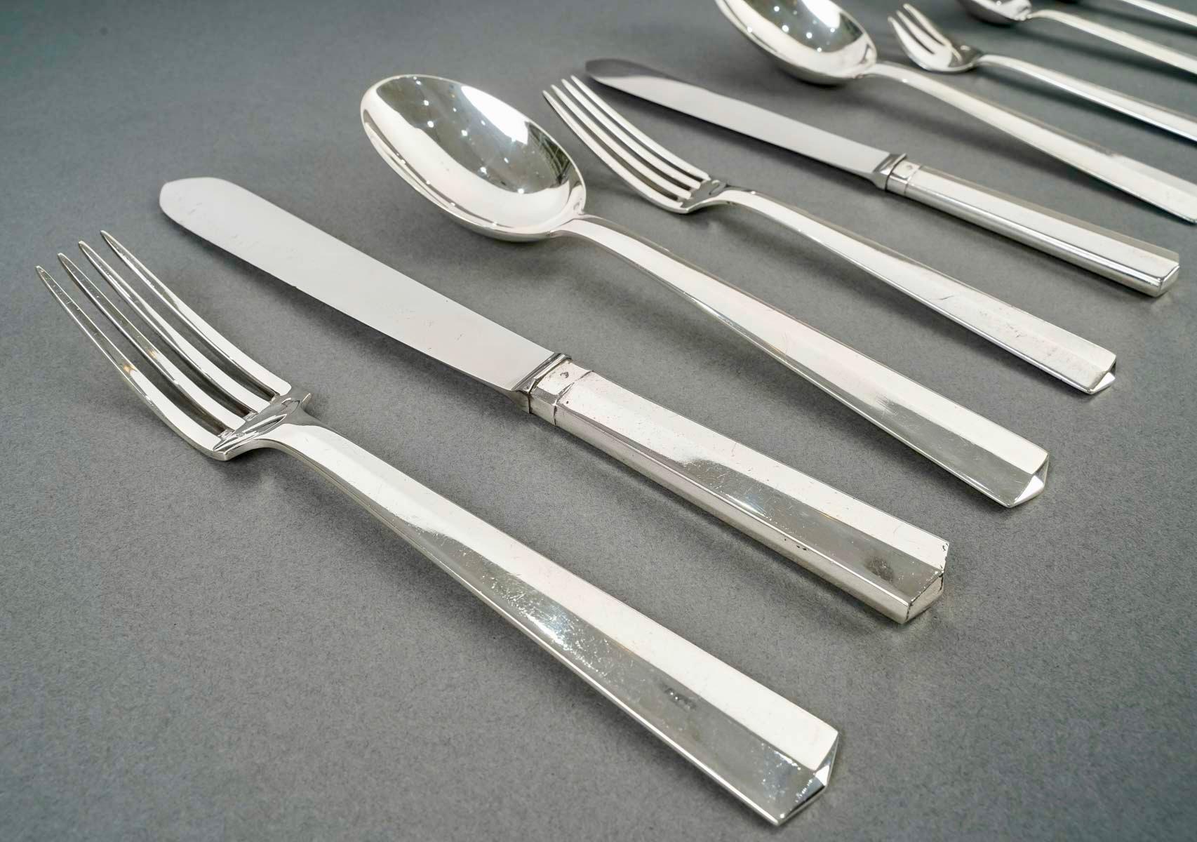 Jean Tetard Art Deco Modernist Cutlery Flatware Set Nice Sterling Silver 115Pces 3