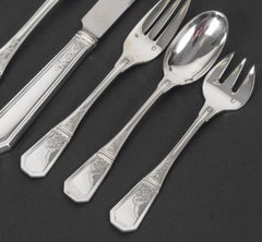 JEAN TETARD – C.Christofle 144-piece solid silver flatware set, aubusson pattern