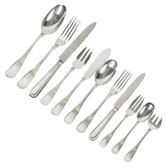 JEAN TETARD – C.Christofle 144-piece solid silver flatware set, aubusson pattern
