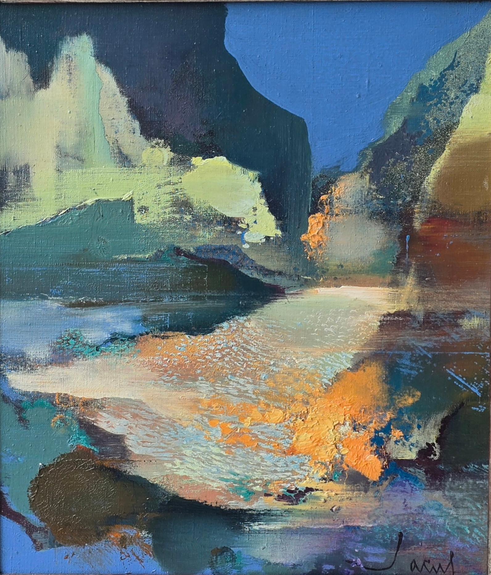 Pelerinage aux Sources, Abstract Impressionist Oil on Canvas, 1960s