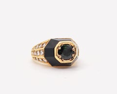 Jean Thierry Bond 1970 Paris Ring in 18kt Gold with 1.92 Ctw Diamonds Tourmaline