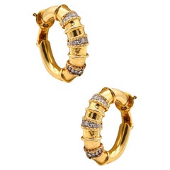 JEAN THIERRY BONDT Paris Hoops Earrings In 18Kt Gold With 1.26 Ctw Diamonds