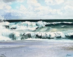 "Grande vague à Rothéneuf" - Bretagne, Frankreich, Original Öl auf Leinwand