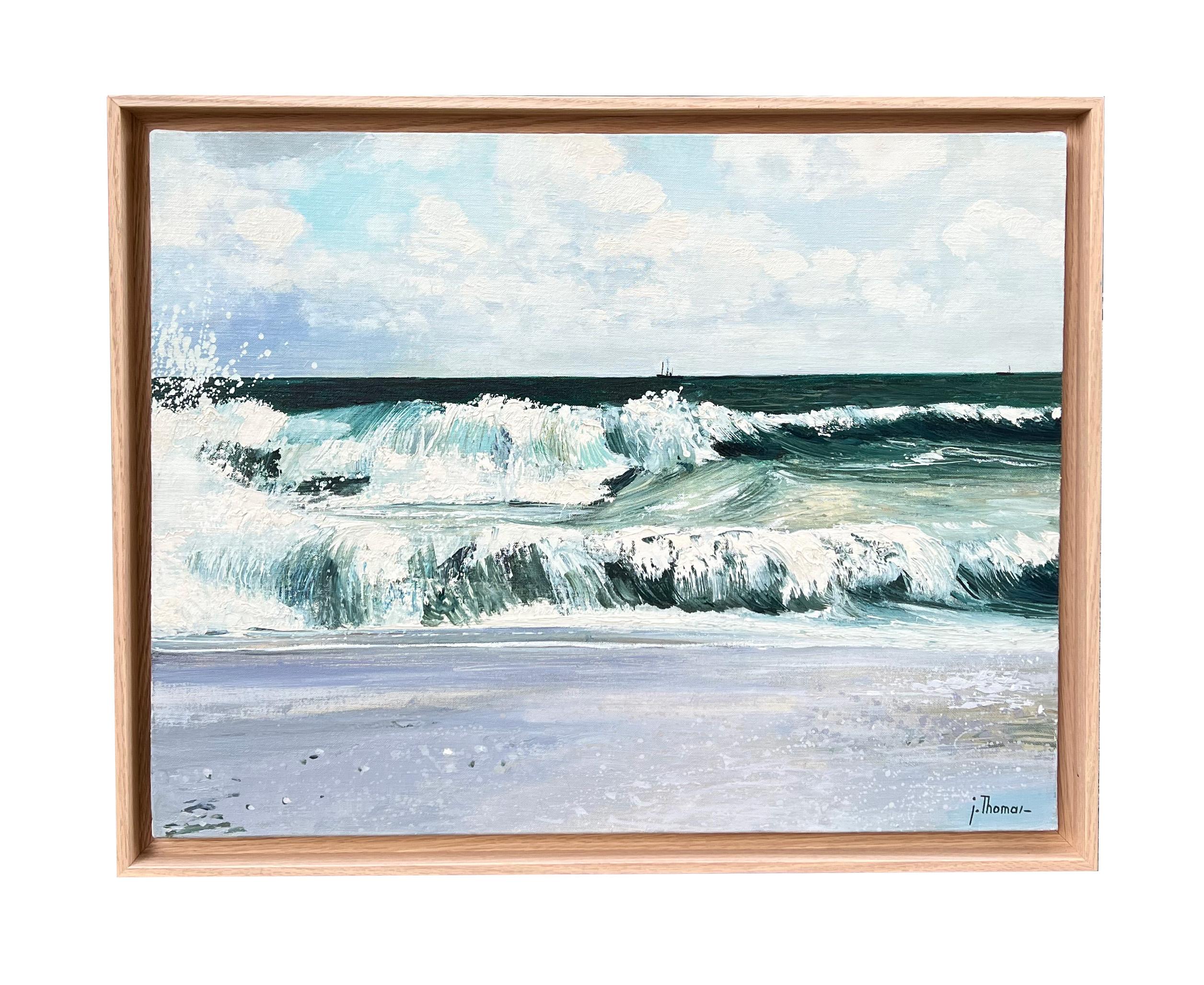 "Grande vague à Rothéneuf" - Brittany, France, original oil on canvas