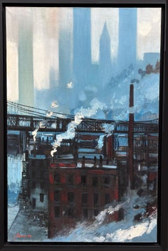 "Manhattan depuis les Governor Smith Houses" - New York - original oil on canvas