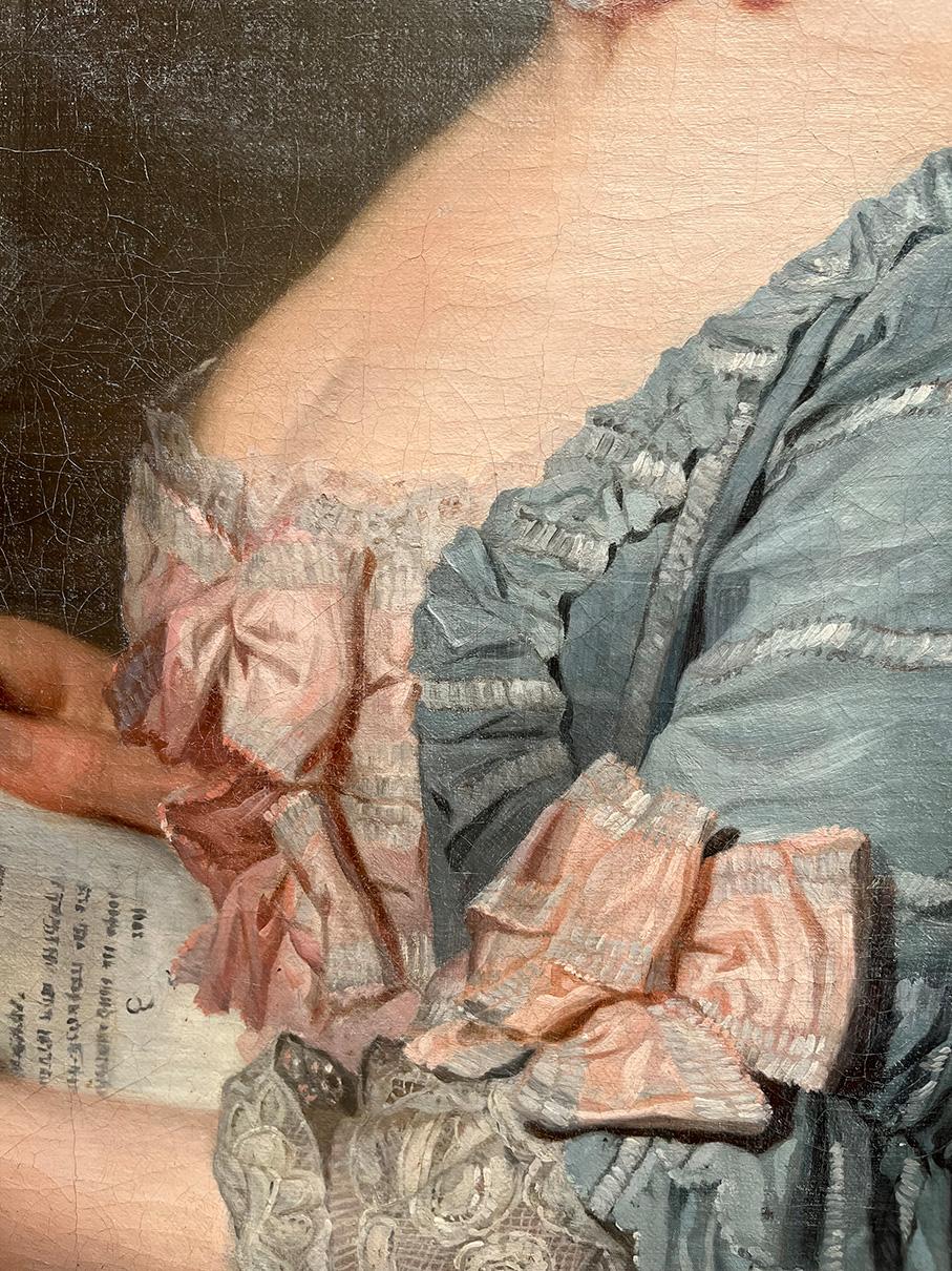 18° secolo Cerchia di Jean-Étienne Liotard Ritratto di signora Olio su tela in vendita 10