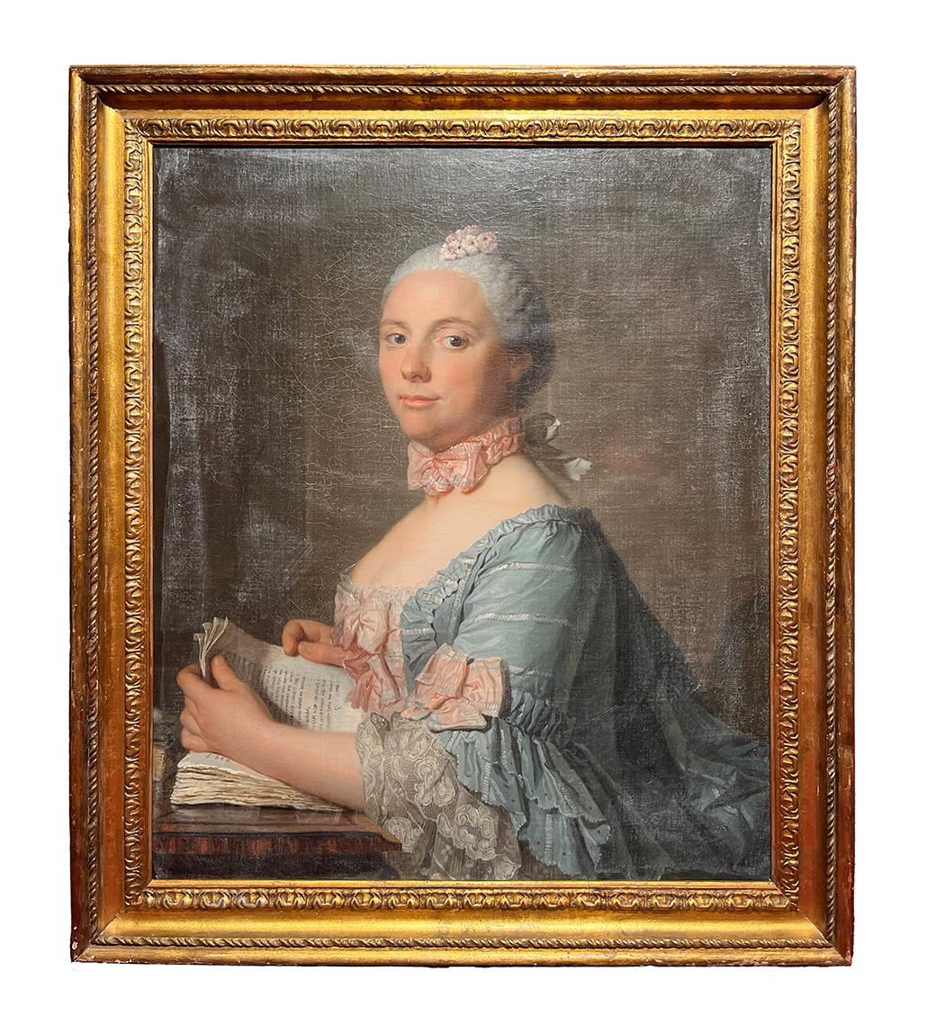 18° secolo Cerchia di Jean-Étienne Liotard Ritratto di signora Olio su tela in vendita 1