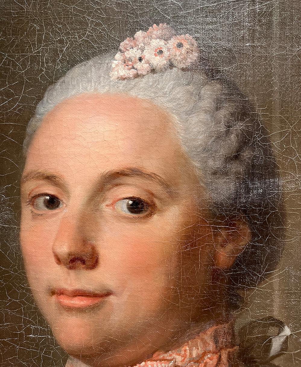 18° secolo Cerchia di Jean-Étienne Liotard Ritratto di signora Olio su tela in vendita 2