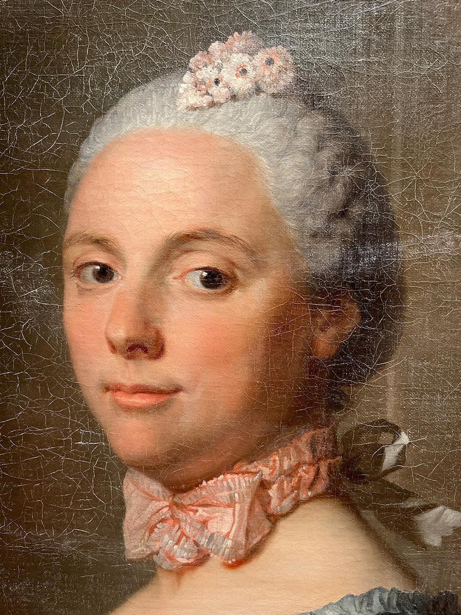 18° secolo Cerchia di Jean-Étienne Liotard Ritratto di signora Olio su tela in vendita 3