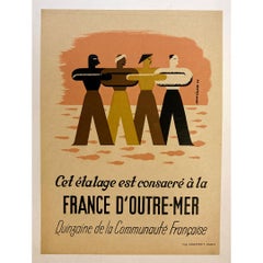 1945 Affiche originale - Quinzaine de la Communauté Française - Français d'outre-mer