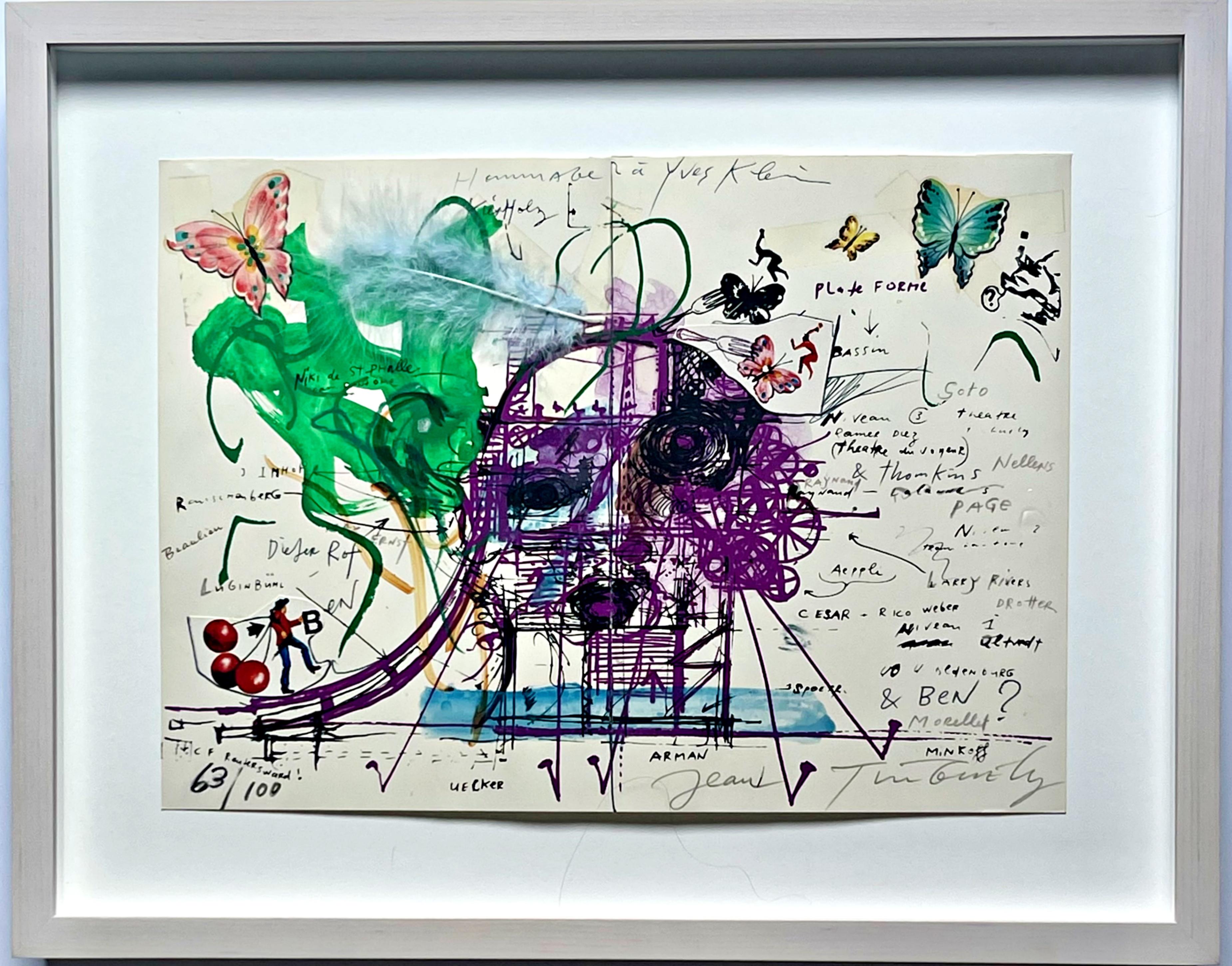 Jean Tinguely - Hommage à Yves Klein (Homage to Yves Klein), Mixed Media, Signed