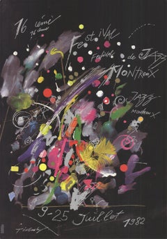 Vintage 1982 Jean Tinguely 'Montreux Jazz Festival' Advertising Multicolor,Black & White