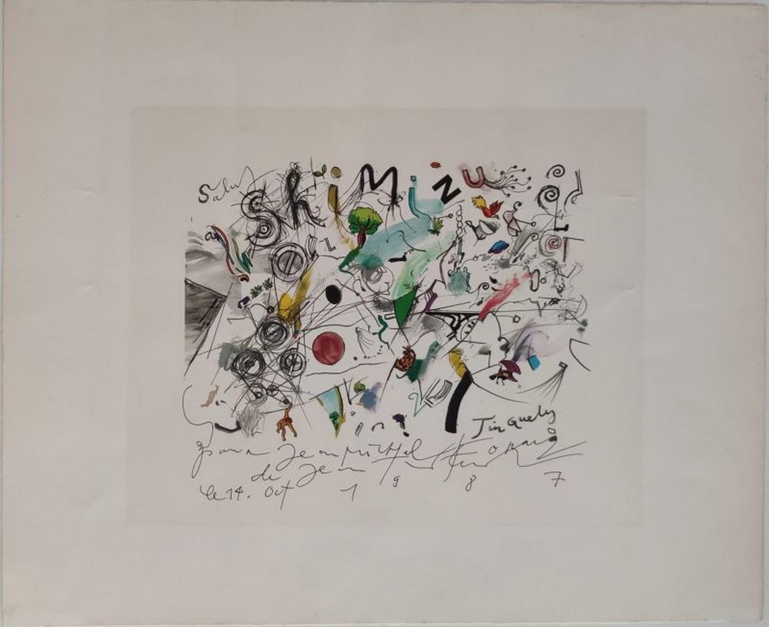 Jean Tinguely Abstract Print - Hommage to Shimizu 