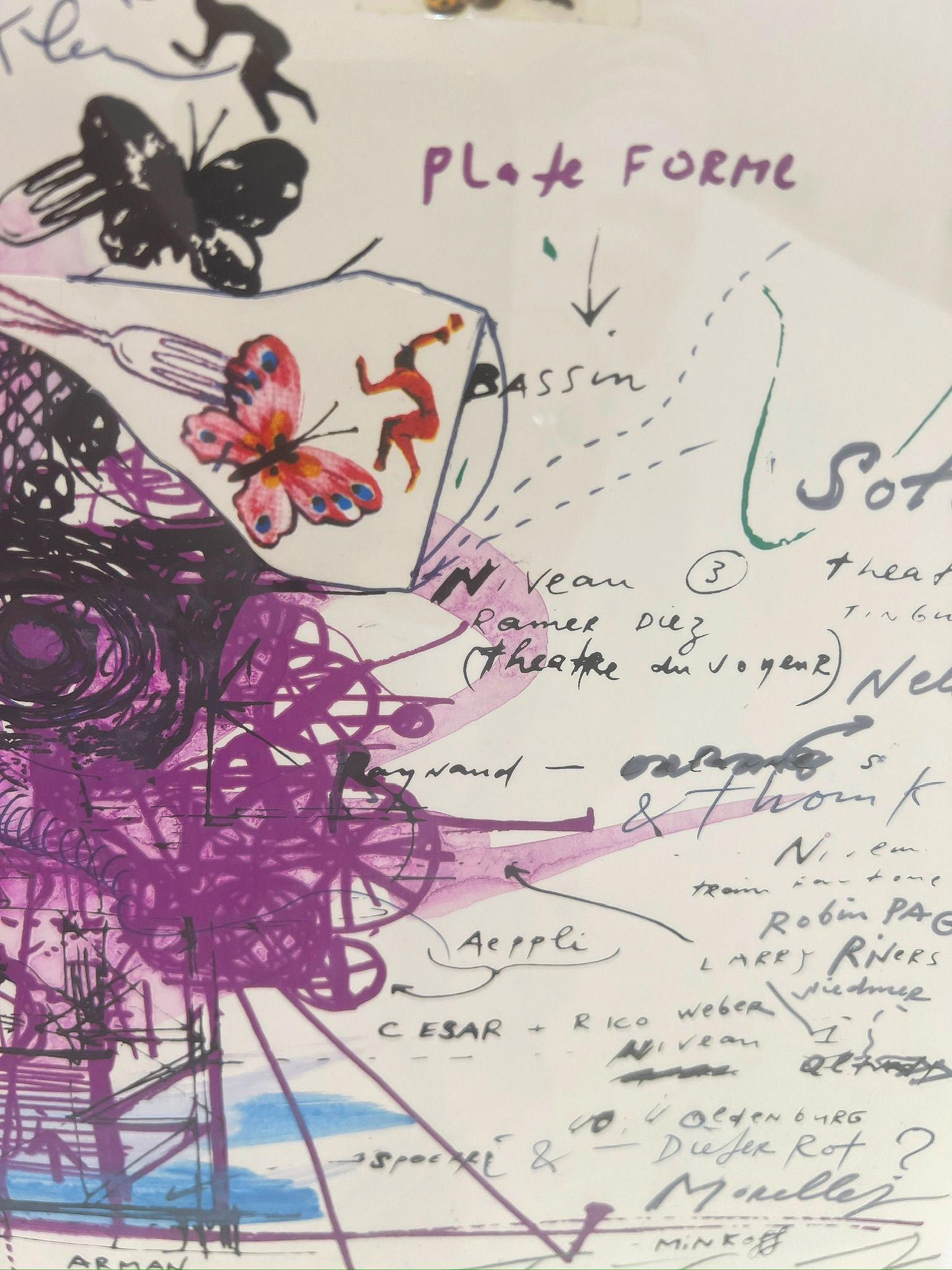 Le monstre dans la forêt (Hommage à Yves Klein) - Print de Jean Tinguely