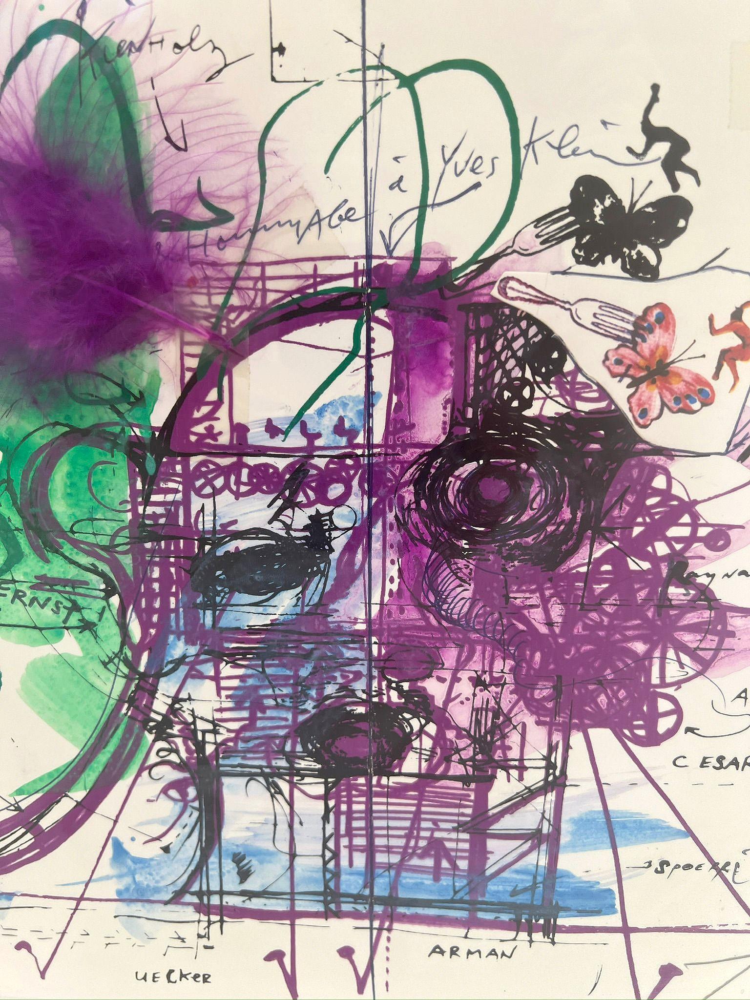 Médias mixtes
Sérigraphie. Épreuve aquarellée, avec collages, chaque œuvre étant unique et différente, rehaussée à la main par l'artiste.
Signé par l'artiste au crayon.
Edition : 34/100
30,00 cm. x 41,00 cm.  11.81 in. x 16.14 in. (papier)
30,00 cm.
