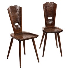 Vintage Jean Touret and Artisans De Marolles, Rare Brutalist Chairs, 1950s