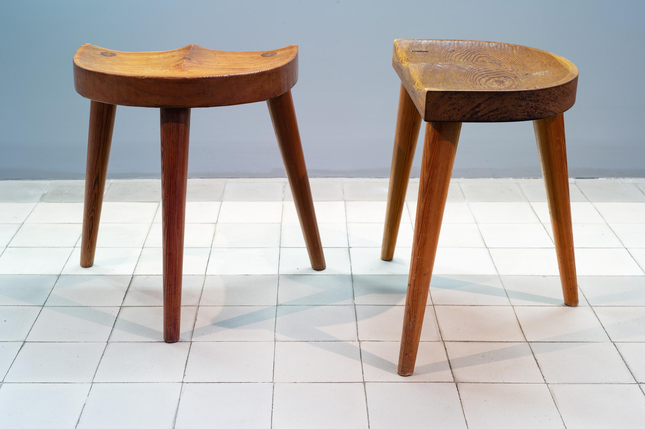 Jean Touret, Atelier Marolles pair of stools, circa 1950-1960.