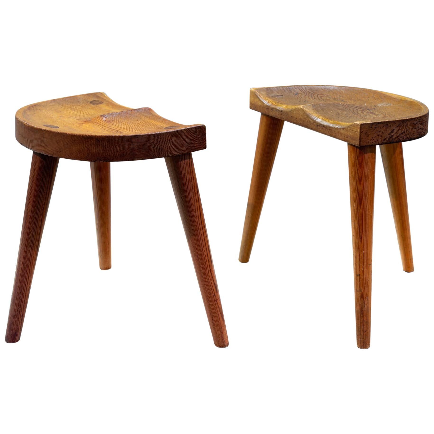 Jean Touret, Atelier Marolles Pair of Stools, circa 1950-60