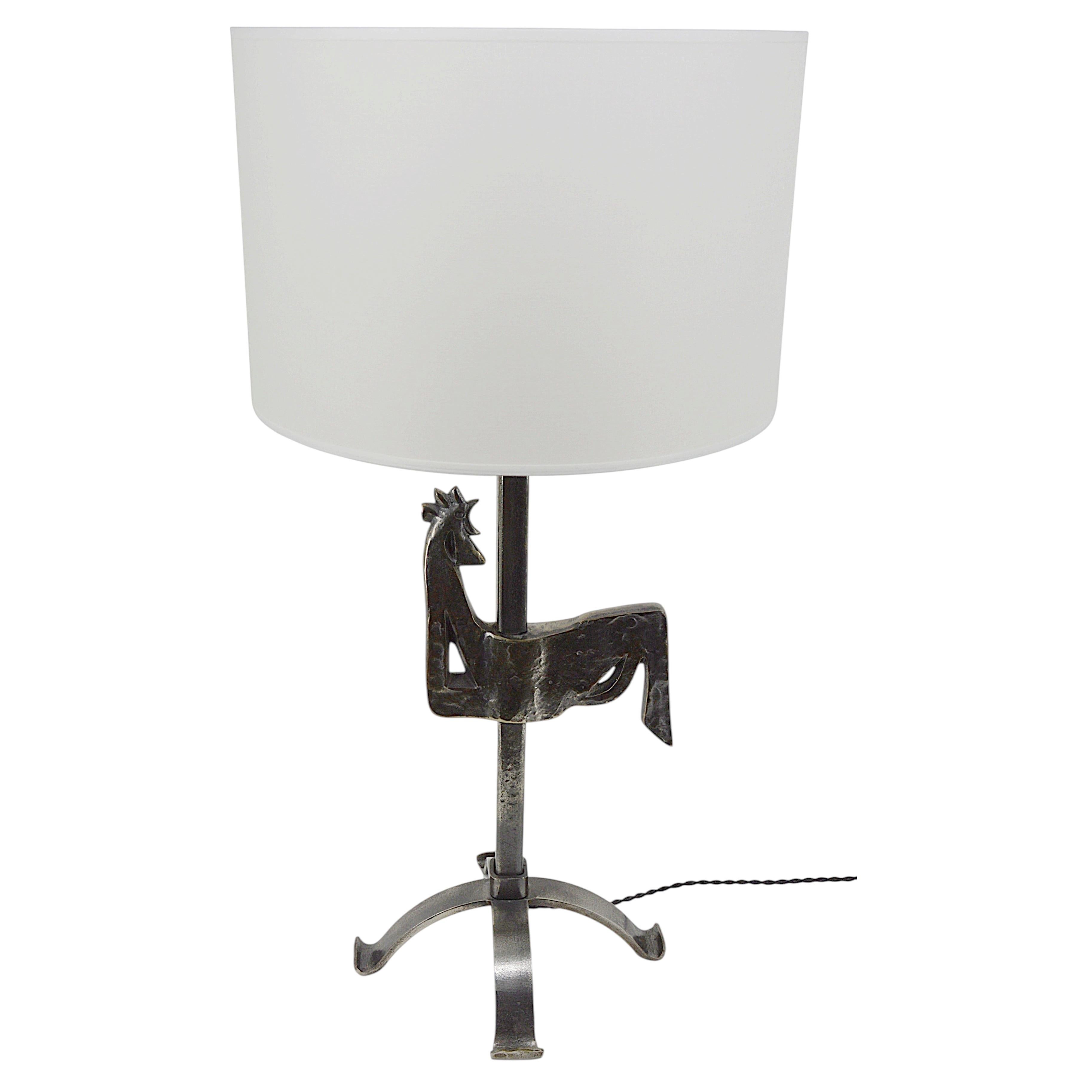 Lampada da tavolo a forma di gallo di metà secolo di Jean Touret Atelier de Marolles, coppia disponibile