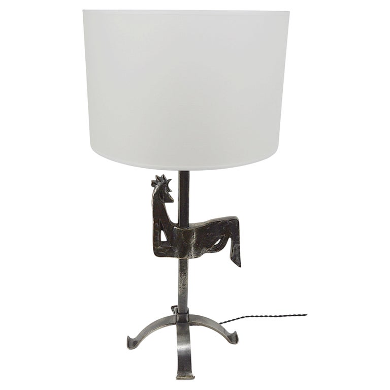 Jean Touret Ateliers de Marolles Midcentury Rooster Table Lamp, Pair available