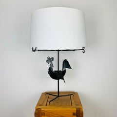 Jean Touret, rooster lamp, wrought iron