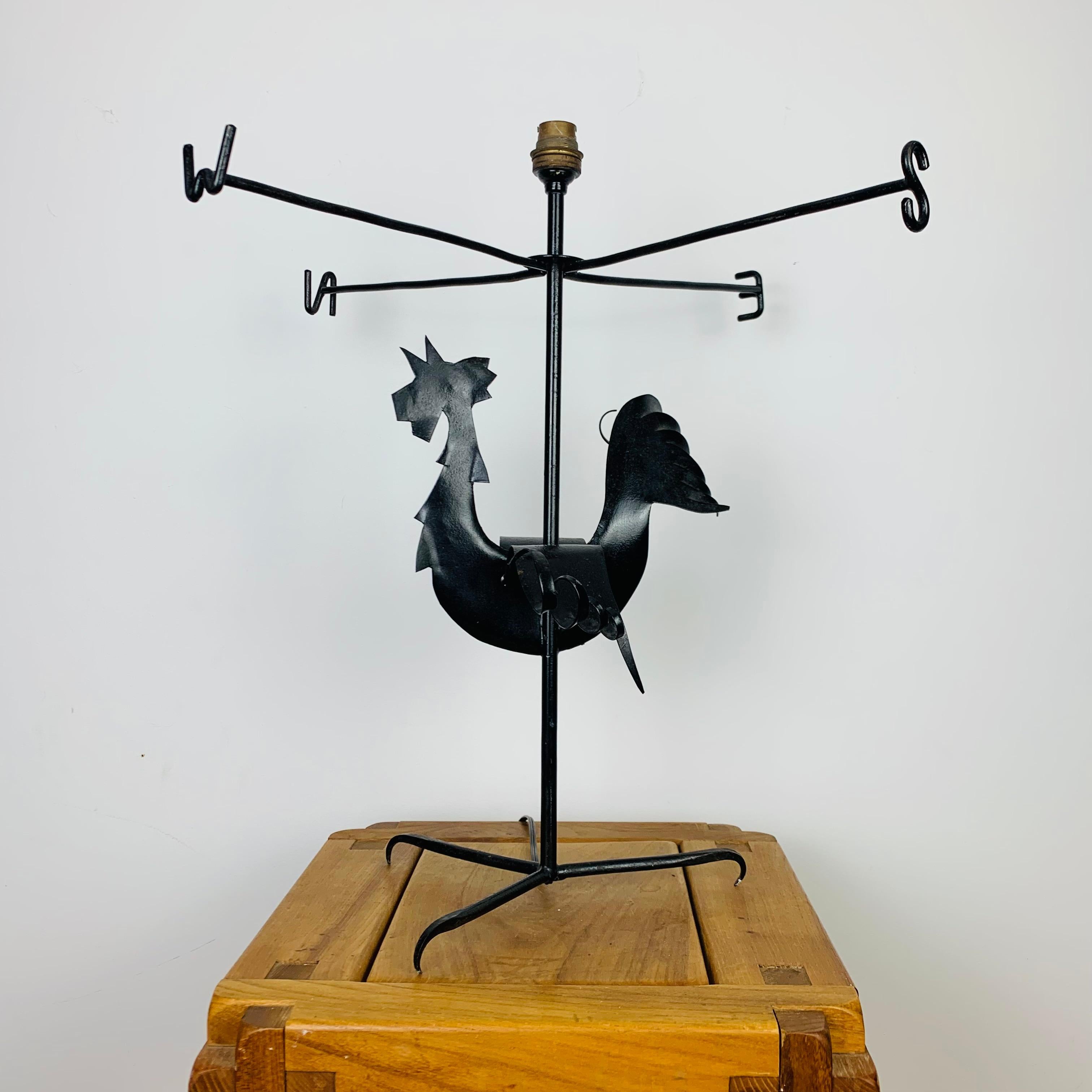Wrought Iron Jean Touret, rooster lamp, wrought iron For Sale