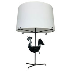 Jean Touret, lampe de coq, fer forgé