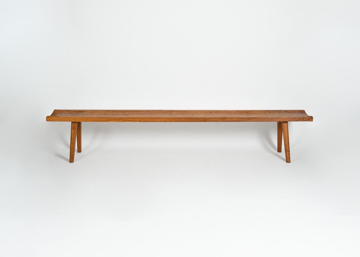 Rustic Jean Touret & The Artisans of Marolles, Oak Carved-Wood Bench, France, 1950