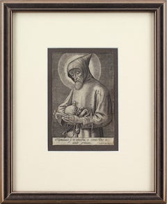 Antique Jean Valdor After Hieronymus Wierix Saint Francis Of Assisi, Engraving 