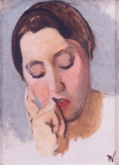 Portrait de Marie-La Guivinee en 1938 par l'artiste belge Jean van den Eeckhoudt