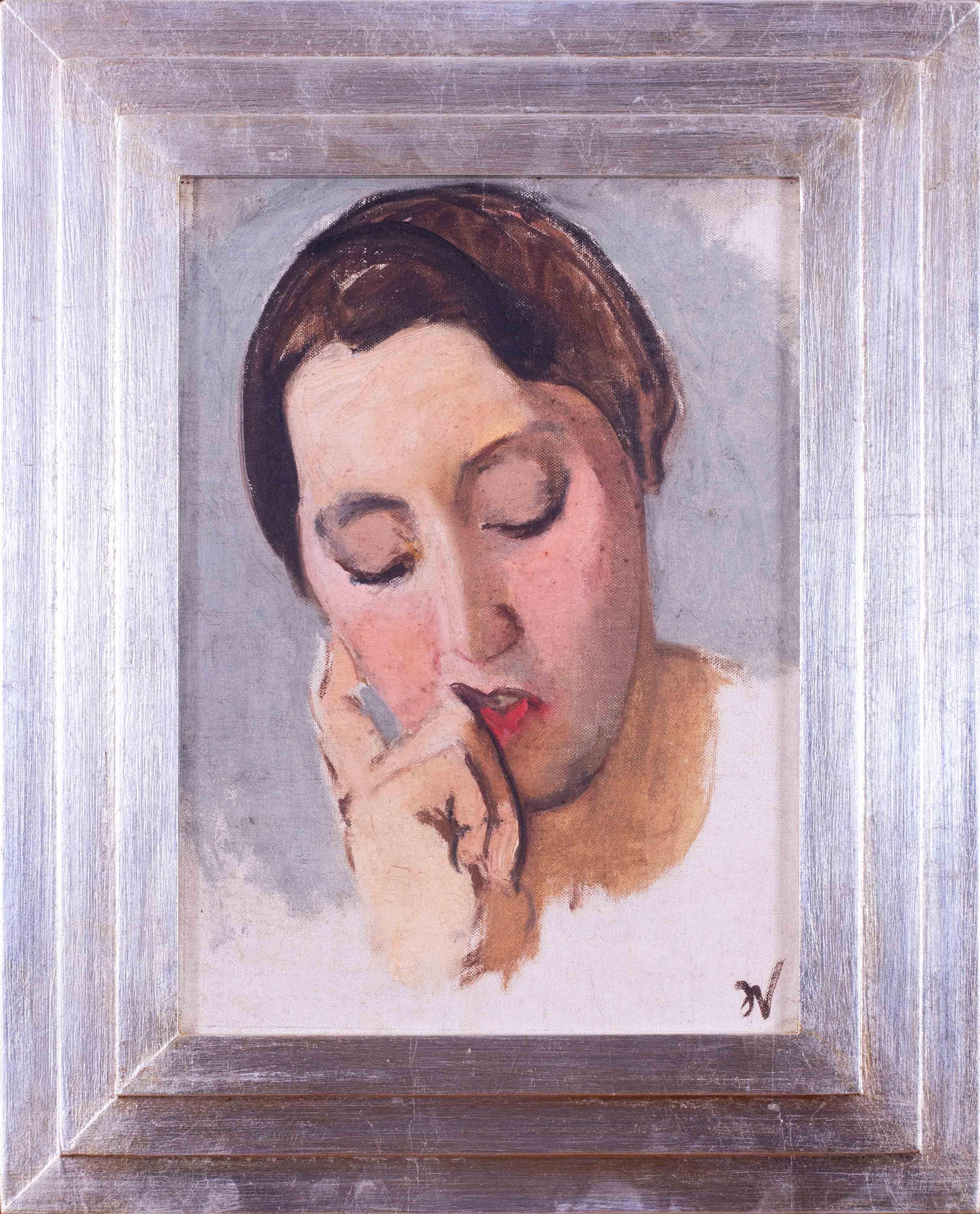 1938 portrait of Marie la Guivinee by Belgian artist Jean van den Eeckhoudt