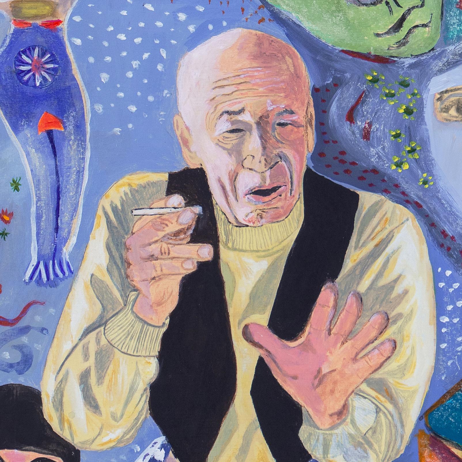 Ritratto di Henry Miller' Millerania, Tropico del Cancro, Big Sur, Parigi - Figurative Painting Viola di Jean Varda