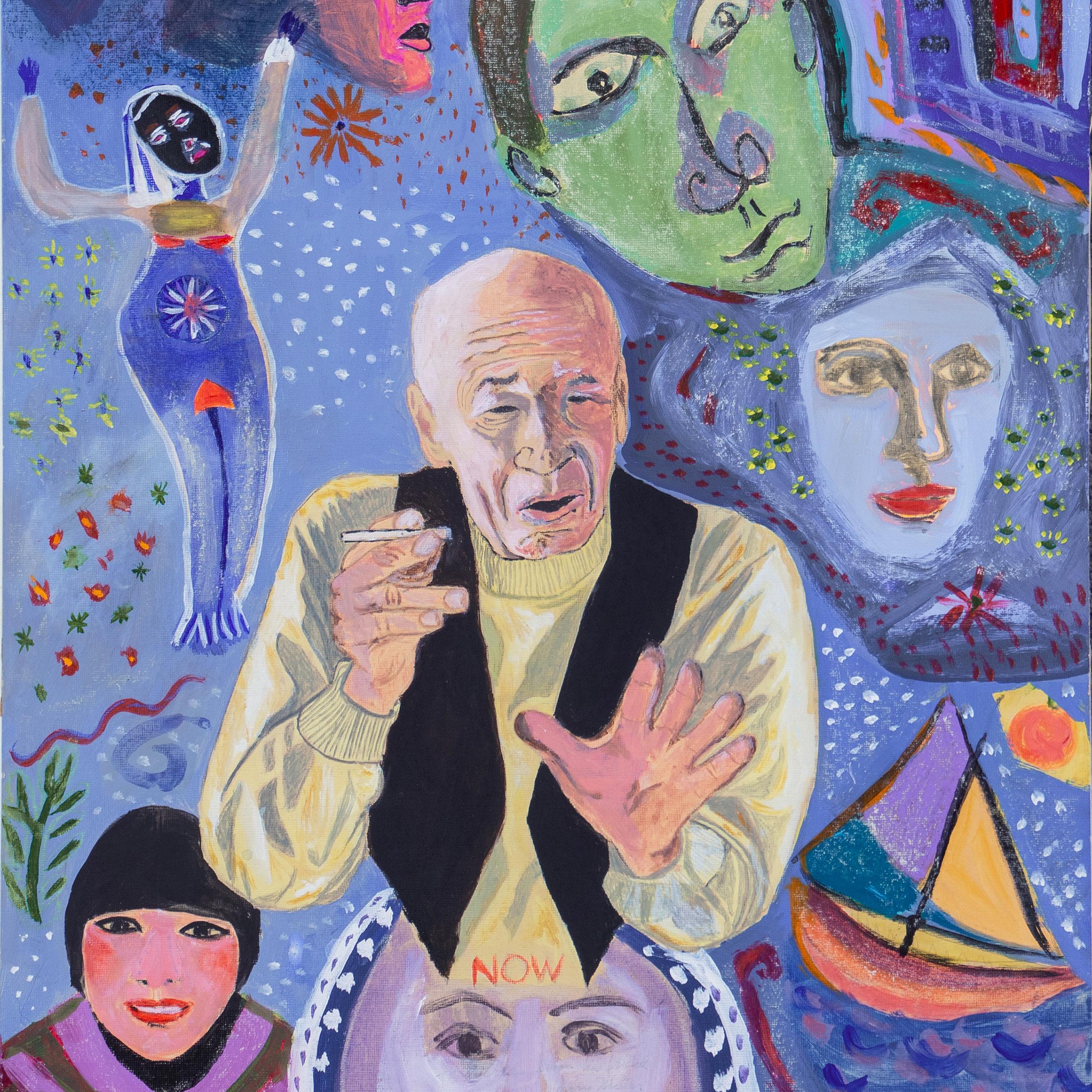 Ritratto di Henry Miller e amici dipinto da Jean (HENRY) Varda (americana, 1893-1971) nel 1970 come regalo per Henry Miller in occasione del suo 79° compleanno.

Dedicando in basso a destra: 