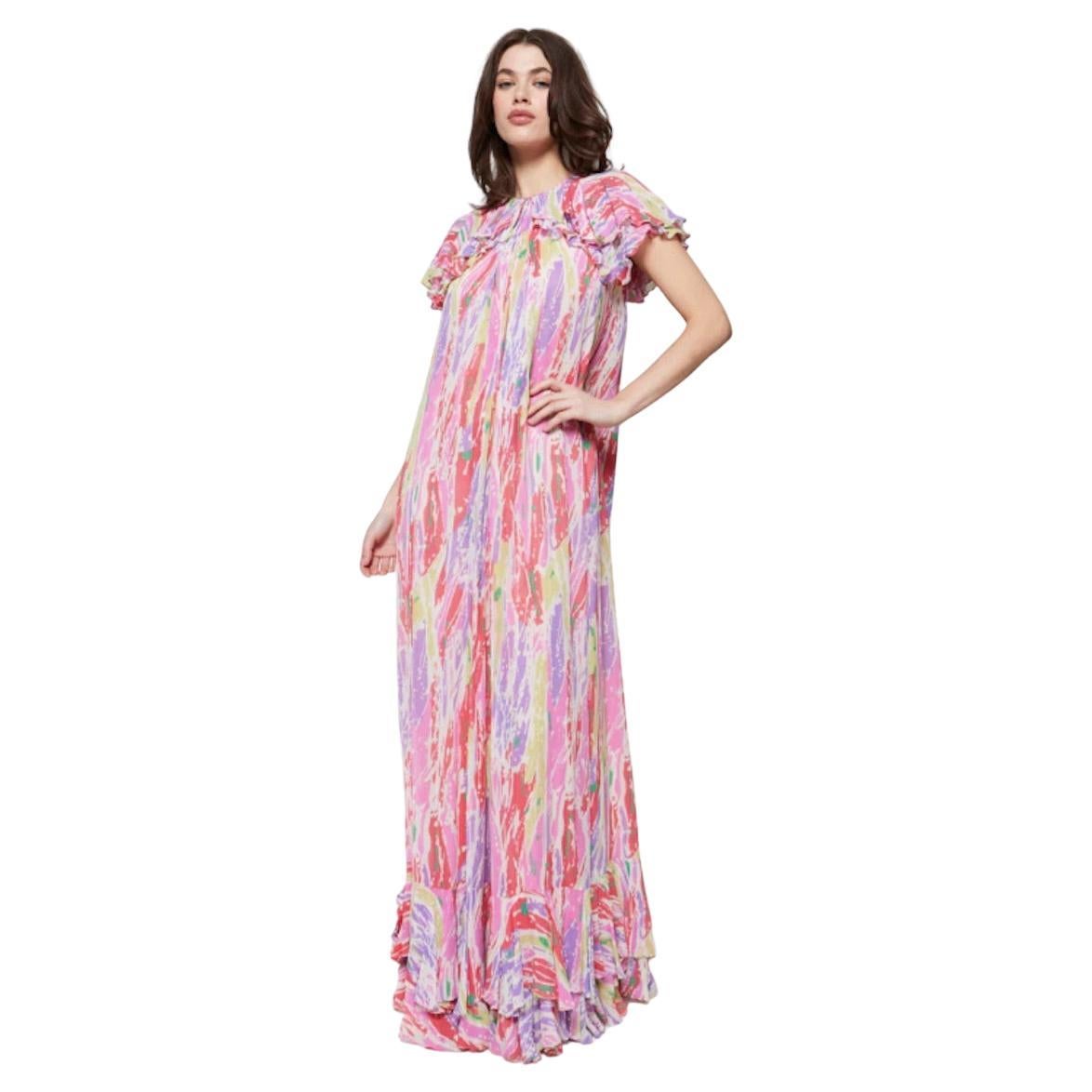 Jean Varon 1970s Multi-Colored Gown For Sale