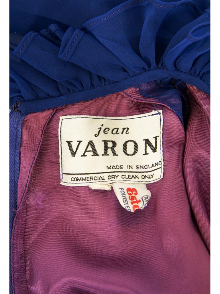 Jean Varon Blue / Purple Pleated Dress 1970's For Sale 2