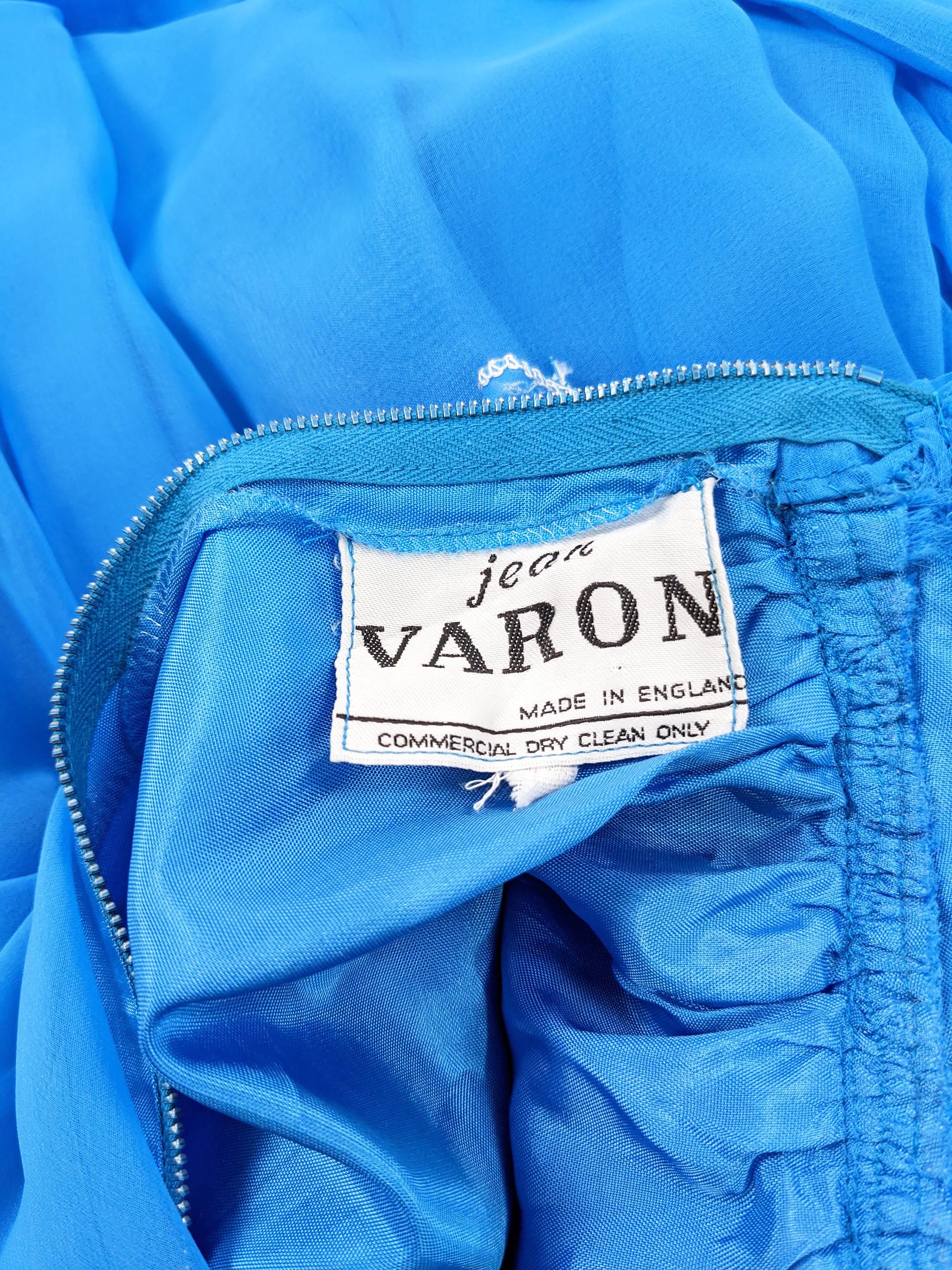 Jean Varon Vintage 1960s Blue Chiffon Maxi Evening Dress For Sale 6
