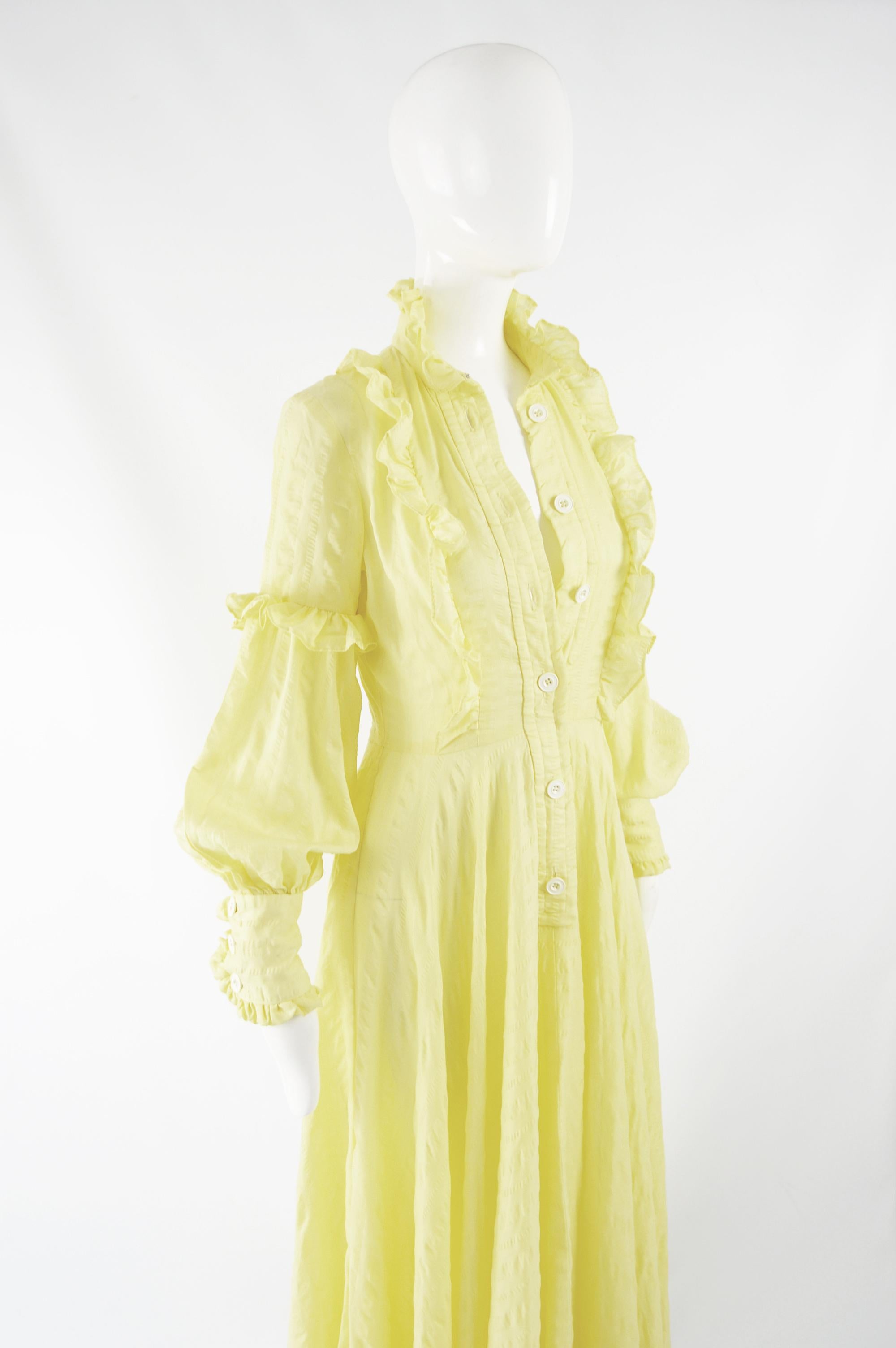 Jean Varon Vintage 1970s Yellow Cotton Maxi Dress 3