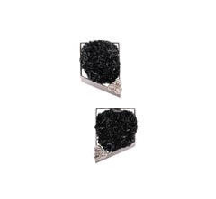 Jean Vendome Clips d'oreilles rares en or blanc 18 carats, diamants et sphalerite, Paris, 1970