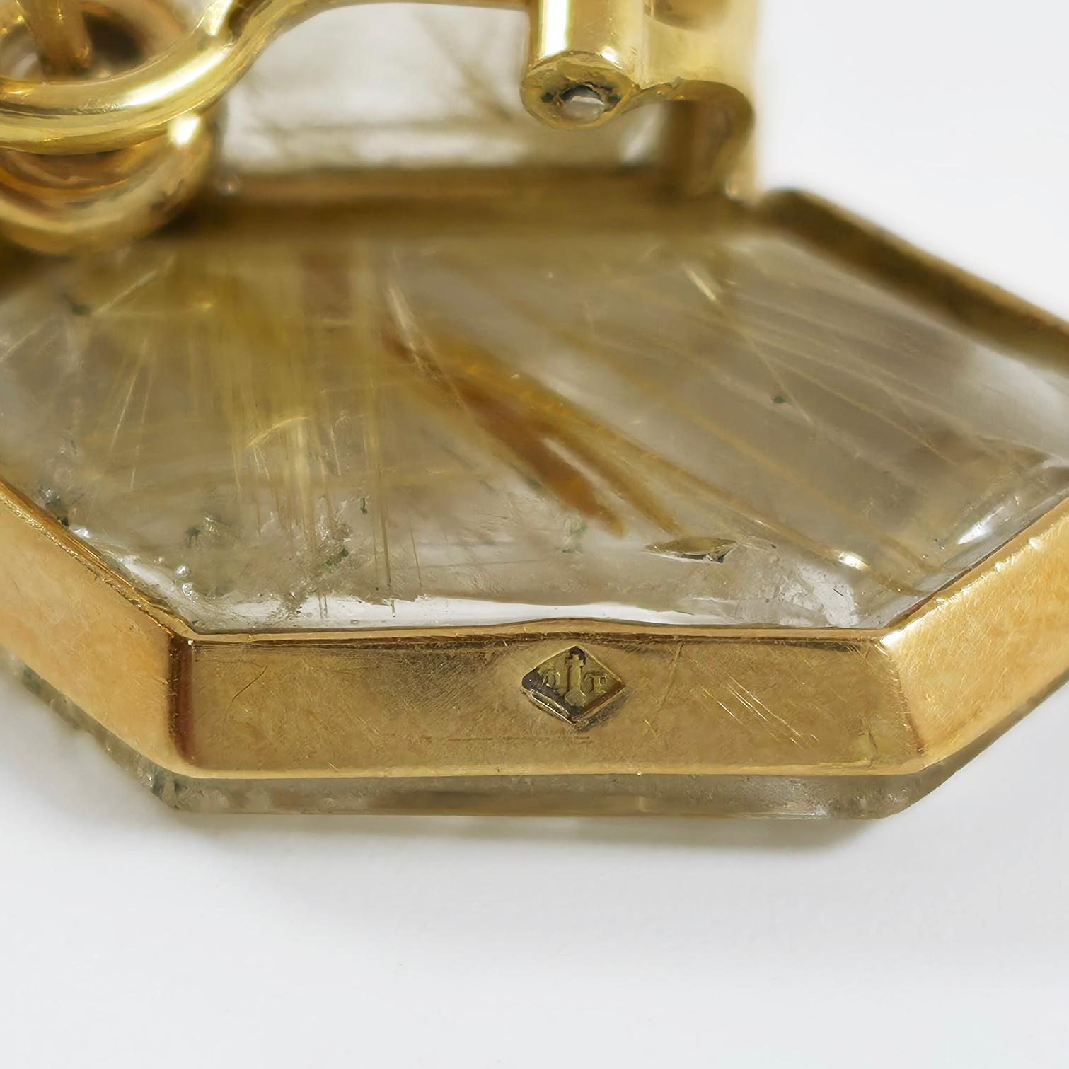 Set di collare e orecchini con diamanti, quarzo e oro 18 carati di Jean Vendome, c.C. 1980 In condizioni ottime in vendita a New York, NY