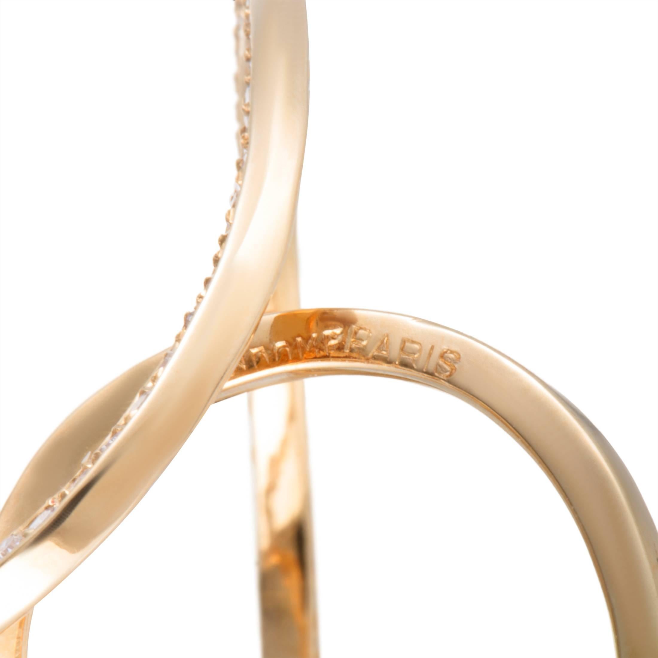 Women's Jean Vendome Diamond Twisted Yellow Gold Cocktail Ring