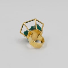 Jean Vendome Dioptase Geode and Gold Ring