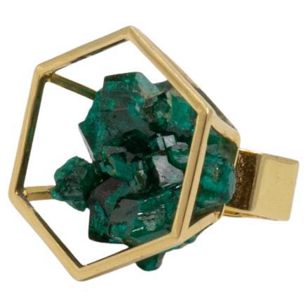Jean Vendome Dioptase Geode and Gold Ring
