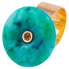 Jean Vendome Jade Bi Disc Gold Ring 